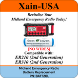 Midland Emergency Radio Replacement No-wires Battery (Second Gen)