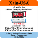 (2-Pack) Replacement Battery for Midland Emergency Radio ER210 (2nd Gen.) & ER310 (2nd Gen.)  PN: BATT26L 2600mAh