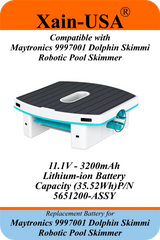 11.1V 3200mAh Replacement Battery for Maytronics 9997001 Dolphin Skimmi Robotic Pool Skimmer, Maytronics P/N 5651200-ASSY, with Built-in BMS and NTC Temperature Sensor