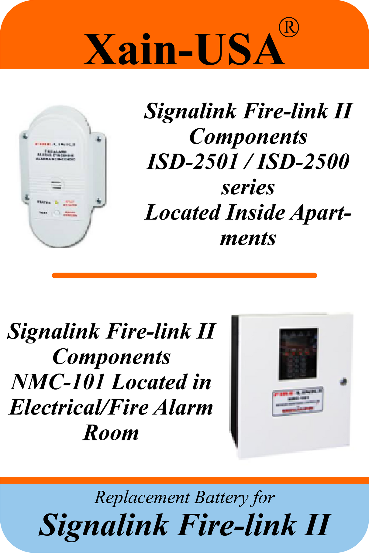 6 - pack 11.1V 2600mAh Replacement Battery for Signalink Fire-Link II Fire Alarm System, BATT-ISD2500, ISD-2500, ISD-2501, NMC-101, IDC 3-640440-3 Connector, Built-in BMS, 28.86Wh (Copy)