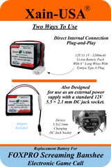 (Xain-HUNT) Powerful 6400mAh SMART Package replacement battery for FOXPRO PN: Lith/CHG & PN: 34318 / fits: Banshee, Hellfire, Krakatoa-ii, Screaming Banshee, Shockwave, Snow Commando, X1 X24 X2S Xwave