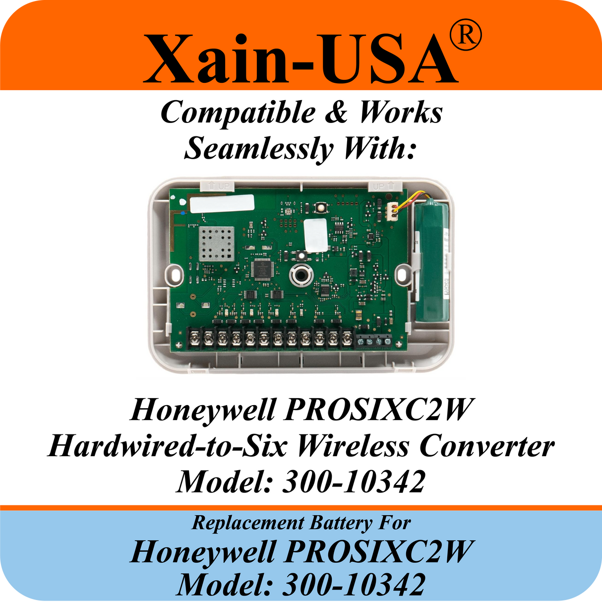 PN: 300-10342 Replacement Battery for Honeywell PROSIXC2W Converter, 3.7V  2600mAh, reliable power for seamless performance.