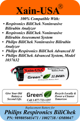 Xain-USA 3.7V 3200mAh Replacement Battery for Philips Respironics BiliChek Bilirubin Analyzer | Replaces 989805603471, 1002738, OM0047