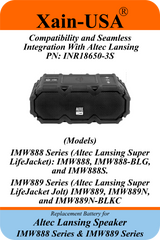 Xain-USA UL 2054 Certified 11.1V 2600mAh Replacement Battery for Altec Lansing Super LifeJacket IMW888 & Jolt IMW889 Series Speakers, 28.86Wh, 5A BMS