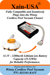 3200mAh Replacement Battery Pack for Winny Pool Vacuum PN: HJ1101-BATT