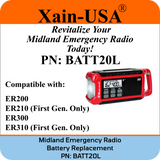 (2-Pack) PN: BATT20L Replacement Battery for Midland Emergency Radio ER200, ER300, ER210 (1st Gen), ER310 (1st Gen) – 2600mAh Li-ion, Future Xain-Xtra 1000+ Cycle Cell