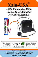 2-Pack 3.7V 2600mAh Replacement Battery for Croove Voice Amplifier PN B0143KH9KG, Rechargeable Li-ion 18650 Battery Pack, JST-XH2.54 2-Pin Connector, Built-in Protection, 9.62Wh