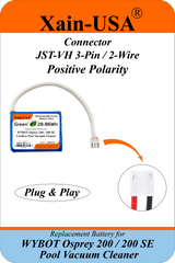 2600mAh Replacement Battery for WYBOT Osprey 200 / 200 SE Pool Vacuum | WY1102, HJ1102-7, WY200-BP | 11.1V 3S1P | JST-VH 3-Pin 2-Wire | BMS + NTC