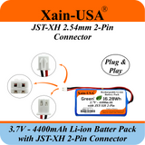 Xain-USA 3.7V 4400mAh Li-ion Battery Pack - JST-XH 2-Pin, Built-in BMS