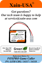 3200mAh Replacement Battery for FOXPRO Game Caller PN: LITH CHG / 34317 / 34318