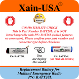 High Capacity 3350mAh Rechargeable Replacement Battery — Compatible with Midland Emergency Weather Radios | Part No. BATT20L | Fits First-Generation ER200, ER210, ER300, and ER310 Models