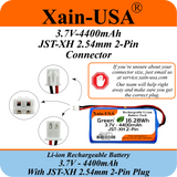 3.7V 4400mAh Li-ion Replacement Battery with JST-XH 2P 2.54mm Connector for Ortizan 24W Bluetooth Speaker IPX7, RC Toys, Lighting, DIY Equipment