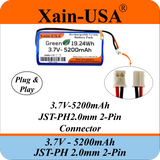 Premium 1S2P 3.7V 5200mAh / High Drain / Li-ion Battery Pack / with JST-PH 2-pin Plug / Supports 4A Continuous Discharge / Ideal for Bluetooth speakers, toys, lighting, and electronics.