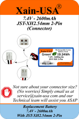 7.4V 2600mAh Rechargeable Battery with XH2.54-2P Connector – Perfect for DIY Electronics, Toys, Lighting, Radios, Speakers, Fishing Lights, Doorbells, Boomboxes, DVD Players, and More!