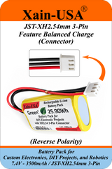 7.4V 3500mAh Li-ion Battery Pack for DIY Electronics and Robotics, JST-XH 3-Pin Connector, Balance Charging, Built-in BMS, 5A Continuous Discharge