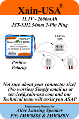 11.1V 2600mAh JST-XH 2.54 for Altec Lansing Speakers