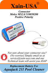 Long-Life Lithium-ion Replacement Battery for Aquajack 211 Pool Cleaner | High-Performance Xain-Xtra Cell 1000+ Charge/Discharge Cycles / 11.1V 2600mAh