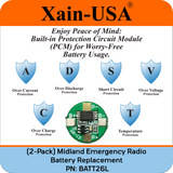 (2-Pack) Replacement Battery for Midland Emergency Radio ER210 (2nd Gen.) & ER310 (2nd Gen.)  PN: BATT26L 2600mAh