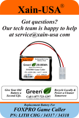 2600mAh Replacement Battery for FOXPRO Game Caller PN: LITH CHG / 34317 / 34318