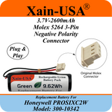 PN: 300-10342 Replacement Battery for Honeywell PROSIXC2W Converter, 3.7V  2600mAh, reliable power for seamless performance.