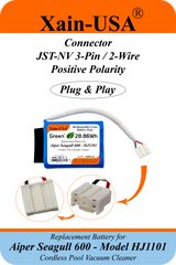 2600mAh Replacement Battery for Aiper Seagull 600 HJ1102 Cordless Pool Vacuum, 11.1V 28.86Wh, Built-in BMS – Check Connector Compatibility Before Ordering