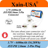 (1-Pack) 3.7V 4400mAh Li-ion Rechargeable Battery Pack with JST-PH2.0 2-Pin Connector for Electronics, LED Lighting, Low-Drain Devices, Outdoor Lights, Toys, GPS, Speakers, Fire Alarm