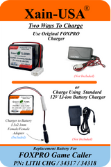 Smart Package 6400mAh replacement battery for FOXPRO Game Caller PN: LITH CHG / 34317 / 34318