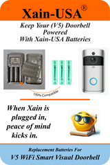 (3‑Pack) 3.7V 3200mAh Li‑ion Replacement Batteries Compatible with V5 WiFi Smart Visual Doorbell, PIR Motion Detection, 720P HD / Ultra‑High Capacity / 1000+ Charge Cycles