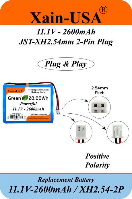 JST-XH two-pin connector and wire polarity comparison