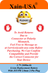 Premium 3.7V 2600mAh Replacement Battery – JST‑PH 2‑Pin Connector Compatible with flashlights, drones, voice amplifiers, RC toys, and a wide range of electronics.
