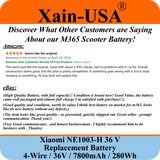 Replacement Battery For Xiaomi M365 PN: NE1003-H (36V 7800mAh, 280Wh) with Built-in Communication Protocol. Please See Our Catalog for Xiaomi Scooter Compatibility List.