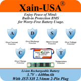 3.7V 4400mAh Li-ion Replacement Battery with JST-XH 2P 2.54mm Connector for Ortizan 24W Bluetooth Speaker IPX7, RC Toys, Lighting, DIY Equipment