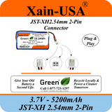Premium 3.7V 5200mAh / High Drain / Li-ion Battery Pack / with JST-XH 2-pin Plug / Supports 4A Continuous Discharge / Ideal for Bluetooth speakers, toys, lighting, and electronics.