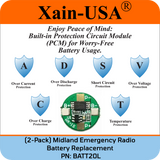 (2-Pack) PN: BATT20L Replacement Battery for Midland Emergency Radio ER200, ER300, ER210 (1st Gen), ER310 (1st Gen) – 2600mAh Li-ion, Future Xain-Xtra 1000+ Cycle Cell