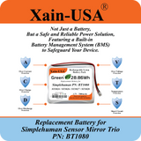 7800mAh ULTRA-CAPACITY Replacement Battery for Simplehuman PN:BT1080 Model: ST3024 Sensor Mirror Trio, 3.7V Rechargeable Li-ion Pack, Built with Xain-Xtra Cells for 1000+ Cycles, Twice the Lifespan of Standard Cells