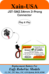 2600mAh Li-ion Replacement Battery Compatible with Eufy RoboVac PN: T29J5011 / PA04 Models: 12, 25C, 25C Max, 35C, G10 Hybrid, R450, R500 - 3-Pin Connector