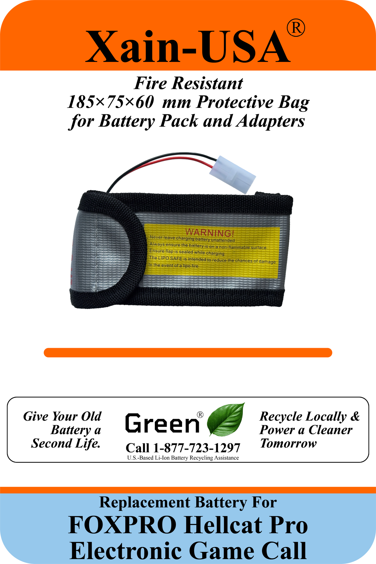 (2x2) SMART Battery Package / 3200mAh High-Capacity Replacement for FOXPRO Hellcat Pro Game Caller. Featuring Xain-Extra cells 1000 charge cycles. Comes with charger adapter / PN: 34317 / 11.1V 3S1P