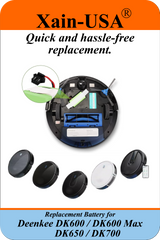 (Xain-Vac) Premium Replacement Battery for Deenkee DK600 / DK600 Max / DK650 / DK700 Robot Vacuum Cleaners 14.4V - 2600mAh  (37.4Wh) with Built-in Battery Management System (BMS)