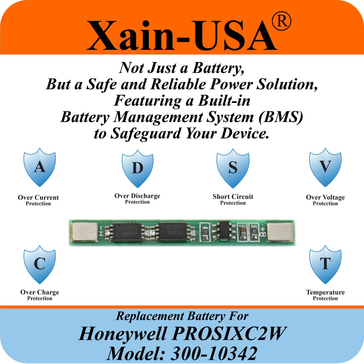 PN: 300-10342 Replacement Battery for Honeywell PROSIXC2W Converter, 3.7V  2600mAh, reliable power for seamless performance.
