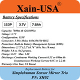 ULTRA-CAPACITY 7800mAh Battery for Simplehuman PN: SH02 Sensor Mirror Trio