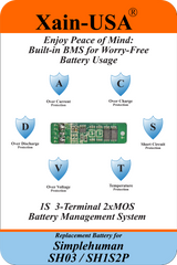 High-Capacity Replacement Battery for Simplehuman SH03, SH1S2P – 3.7V 5200mAh (19.24Wh) with Built-in BMS – Lasts 2X Longer Than Standard Packs