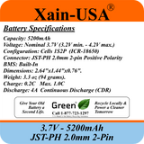 Premium 1S2P 3.7V 5200mAh / High Drain / Li-ion Battery Pack / with JST-PH 2-pin Plug / Supports 4A Continuous Discharge / Ideal for Bluetooth speakers, toys, lighting, and electronics.