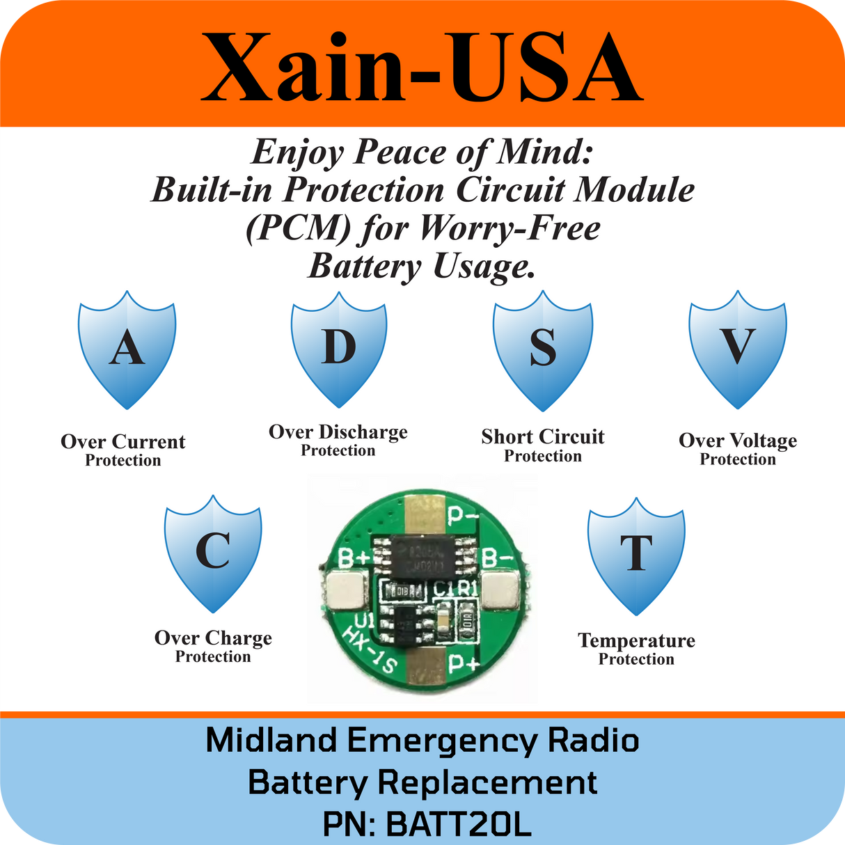 Midland Emergency Radio Replacement Battery (First Gen. ER200/ ER210/ ER300/ ER310)