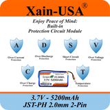 Premium 1S2P 3.7V 5200mAh / High Drain / Li-ion Battery Pack / with JST-PH 2-pin Plug / Supports 4A Continuous Discharge / Ideal for Bluetooth speakers, toys, lighting, and electronics.