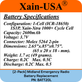 (2-Pack) PN: BATT20L Replacement Battery for Midland Emergency Radio ER200, ER300, ER210 (1st Gen), ER310 (1st Gen) – 2600mAh Li-ion, Future Xain-Xtra 1000+ Cycle Cell