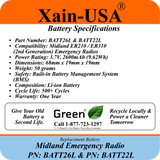 Battery Replacement for Midland ER210/ER310 (2nd Gen.)  / PN: BATT26L and PN:BATT22L / 2600mAh / with Built-in BMS