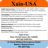 (2-Pack) Replacement Battery for Midland Emergency Radio ER210 (2nd Gen.) & ER310 (2nd Gen.)  PN: BATT26L 2600mAh