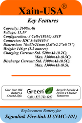 (1-Pack ) 11.1V 2600mAh Replacement Battery for Signalink Firelink 2 Horn Fire Alarm System (NMC‑101) – Built‑In BMS Protection.