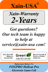 (2x2) SMART Battery Package / 3200mAh High-Capacity Replacement for FOXPRO Hellcat Pro Game Caller. Featuring Xain-Extra cells 1000 charge cycles. Comes with charger adapter / PN: 34317 / 11.1V 3S1P