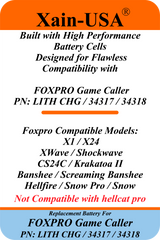 Smart Package 6400mAh replacement battery for FOXPRO Game Caller PN: LITH CHG / 34317 / 34318